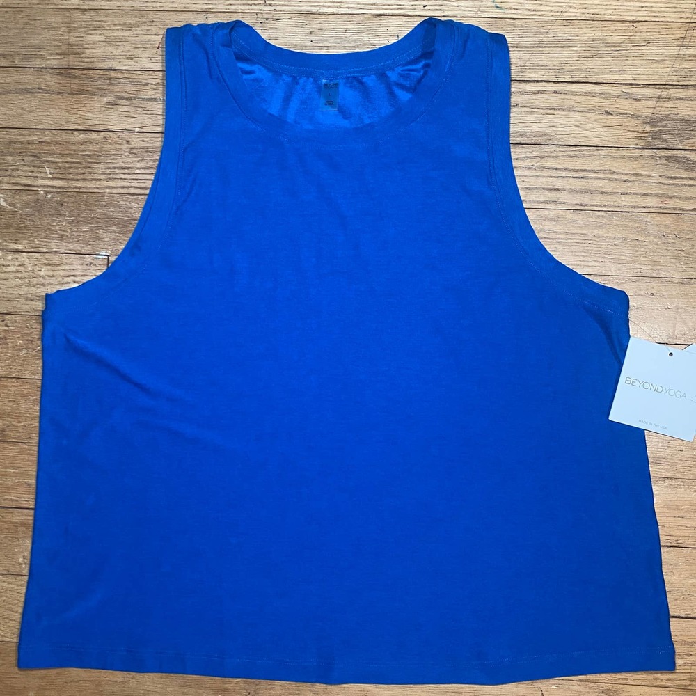 Beyond Yoga Featherweight Rebalance Tank in Wayfinder Blue (Size L)